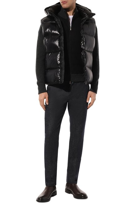 Мужская комбинированная куртка GRAN SASSO черного цвета, арт. 23145/25019 | Фото 2 (Длина (верхняя одежда): Короткие; Драгоценные камни: Проставлено; Материал сплава: Проставлено; Материал внешний: Шерсть; Рукава: Длинные)