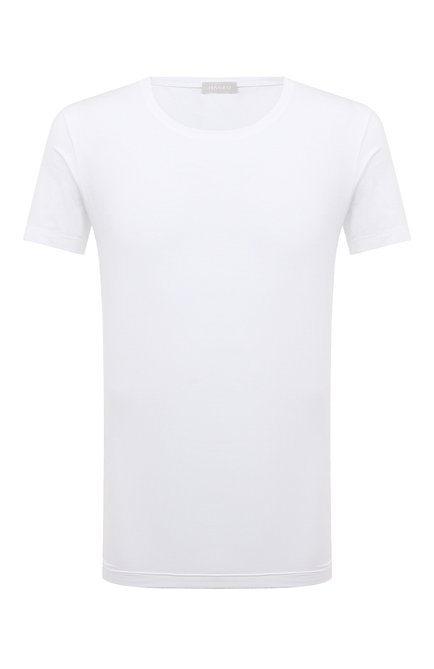 Мужская хлопковая футболка HANRO белого цвета, арт. 073088. | Фото 1 (Материал внешний: Хлопок; Драгоценные камни: Проставлено; Материал сплава: Проставлено; Рукава: Короткие; Длина (для топов): Стандартные)