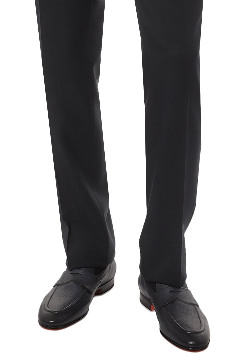 Мужские кожаные пенни-лоферы SANTONI темно-синего цвета, арт. MCNG18104LA3SSDST50 | Фото 3 (Материал внутренний: Натуральная кожа; Стили: Классический)