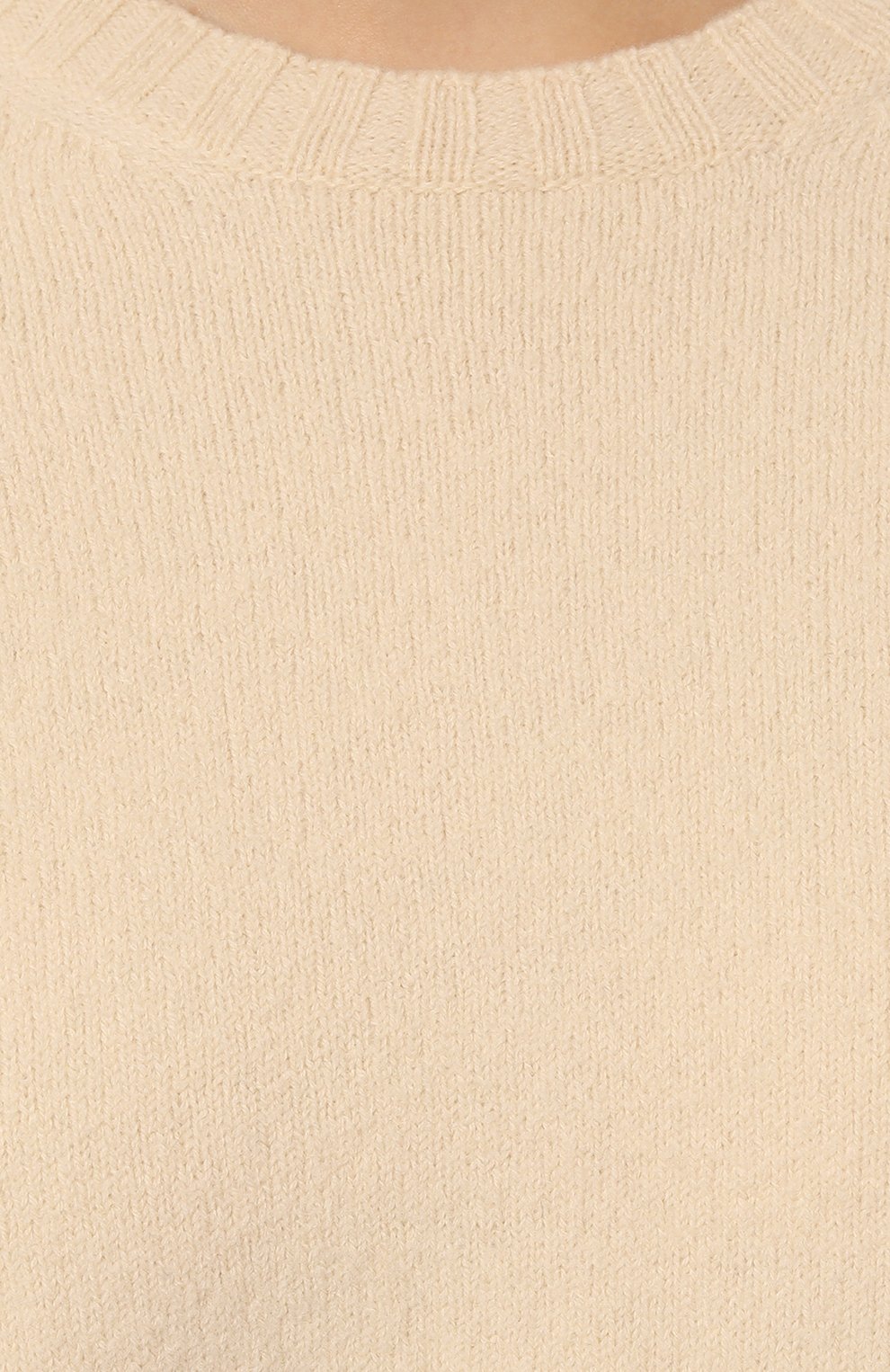 Женский шерстяной пуловер JIL SANDER кремвого цвета, арт. J02GP0043/J14506 | Фото 5 (Материал внешний: Шерсть; Рукава: Длинные; Длина (для топов): Стандартные; Женское Кросс-КТ: Пуловер-одежда; Стили: Кэжуэл)
