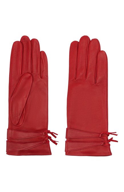 Женские кожаные перчатки AGNELLE красного цвета, арт. MUSE/S | Фото 2 (Материал: Натуральная ко�жа)