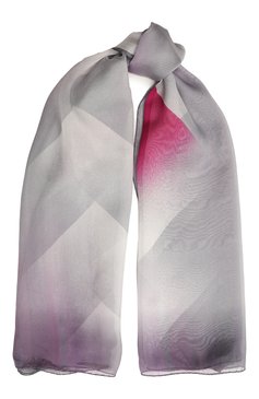 Женский шелковый шарф GIORGIO ARMANI серого цвета, арт. 795318/3R133 | Фото 1 (Материал: Текстиль, Шелк; Материал сплава: Проставлено; Нос: Не проставлено)