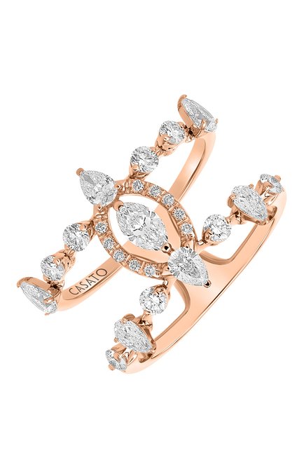 Женские кольцо CASATO бесцветного цвета, арт. MX1305BT-P | Фото 1 (Материал сплава: Розовое золото; Драгоценные камни: Бриллианты)