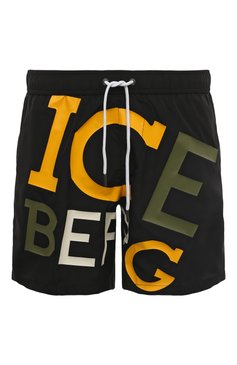Мужские плавки-шорты ICEBERG черного цвета, арт. ICE3MBM08 | Фото 1 (Материал внешний: Синтетический материал; Принт: С принтом; Мужское Кросс-КТ: плавки-шорты)
