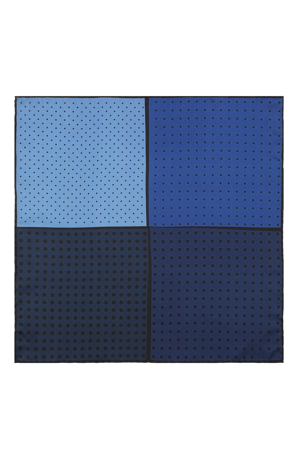 Мужской шелковый платок LANVIN синего цвета, арт. 2906/HANDKERCHIEF | Фото 3 (Принт: С принтом; Материал: Текстиль, Шелк; Стили: Классический)