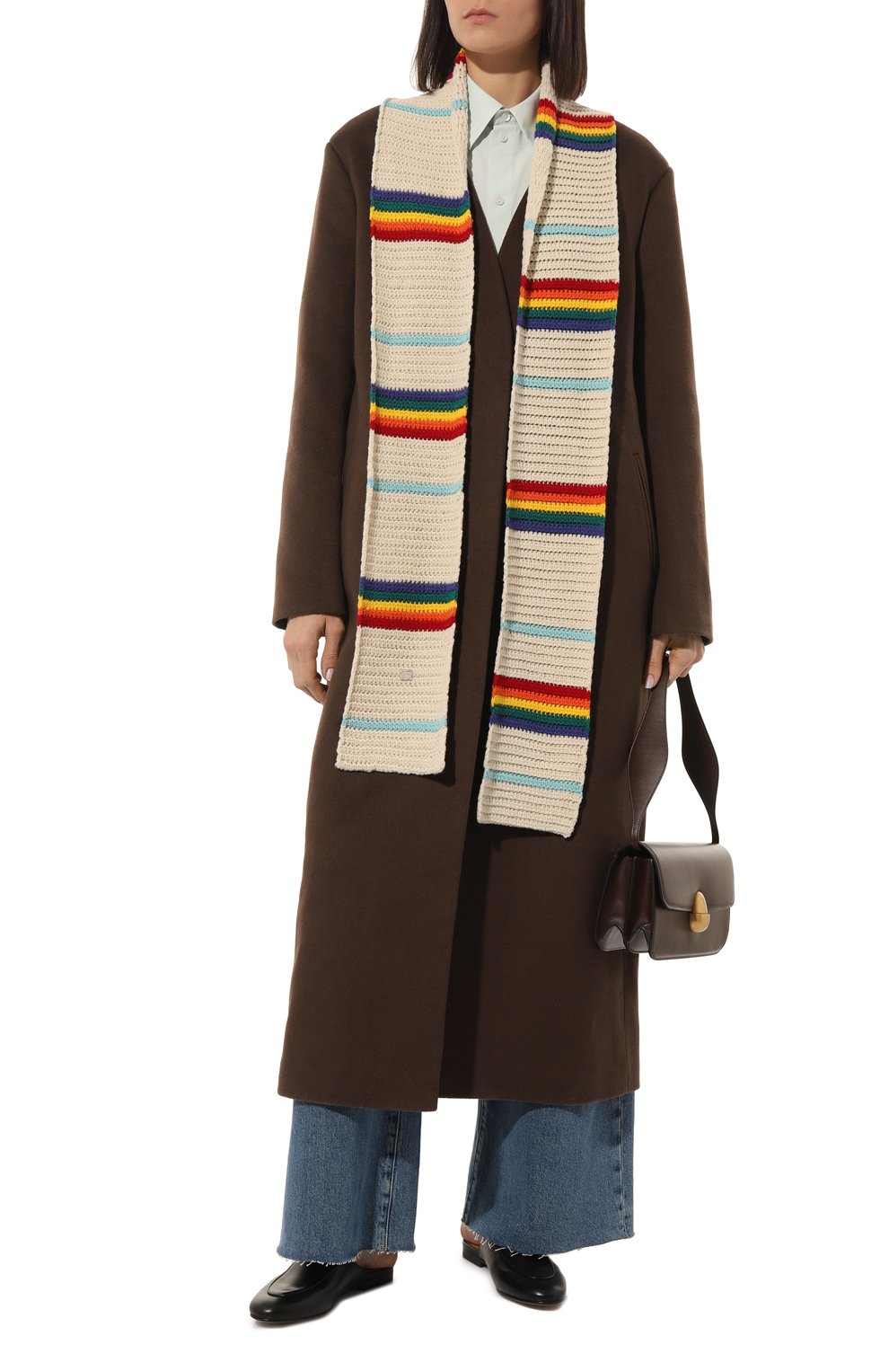 Женский шерстяной шарф ACNE STUDIOS разноцветного цвета, арт. FA UX SCAR000013CWT | Фото 2 (Материал: Текстиль, Шерсть; Материал сплава: Проставлено; Нос: Не проставлено)