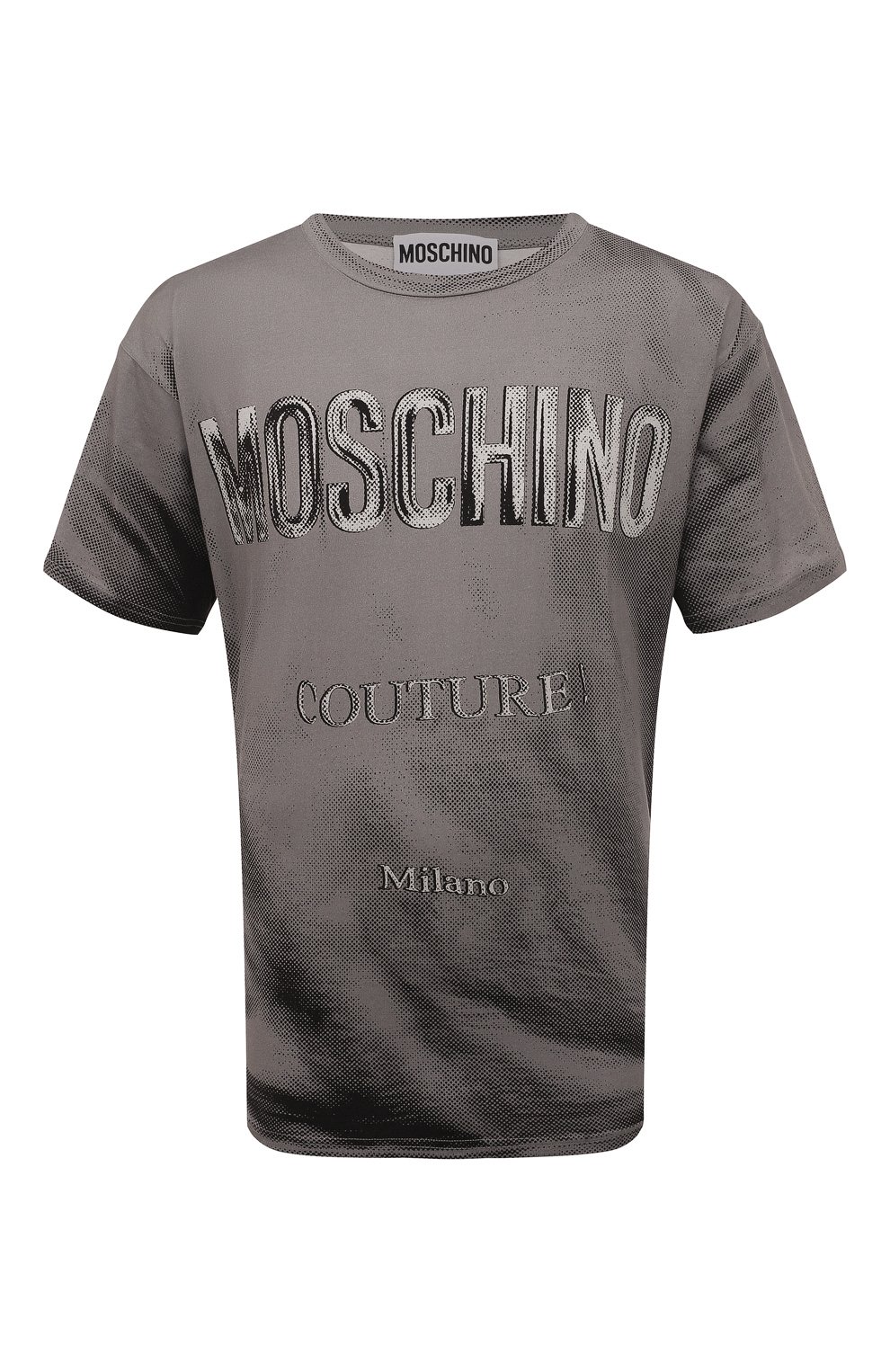 Хлопковая футболка Moschino серого цвета