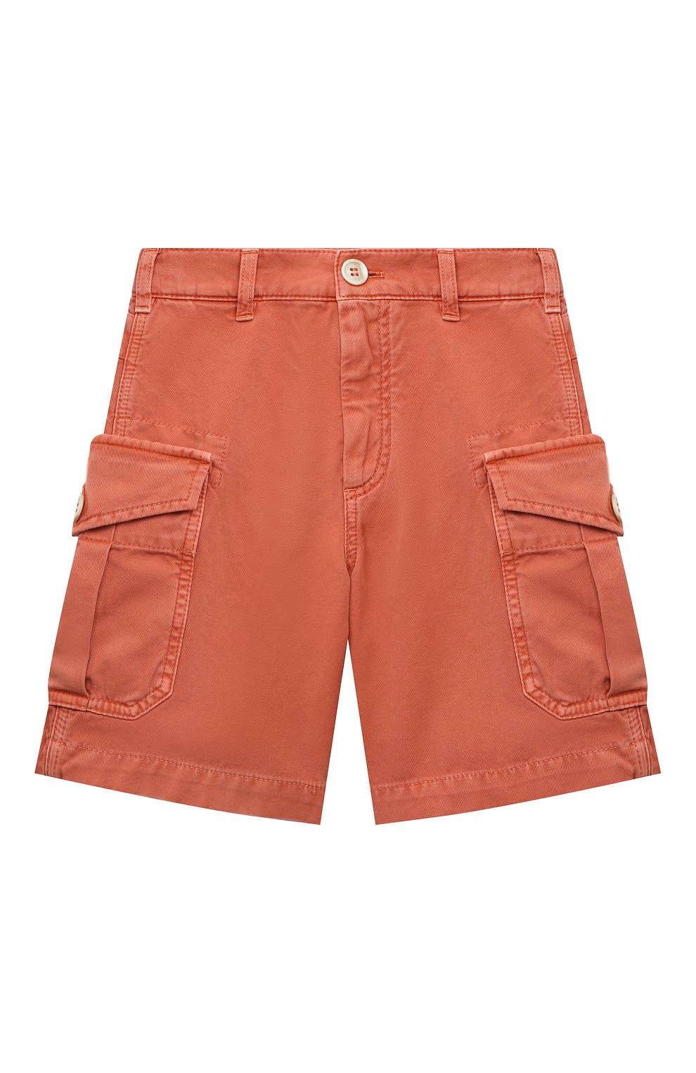 Детские хлопковые шорты BRUNELLO CUCINELLI оранжевого цвета, арт. B252WP900B | Фото 1 (Случай: Повседневный; Материал внешний: Хлопок)