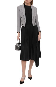 Женский шерстяной жакет SAINT LAURENT серого цвета, арт. 637556/Y8B57 | Фото 2 (Материал внешний: Шерсть; Рукава: Длинные; Случай: Повседневный; Длина (для топов): Стандартные; 1-2-бортные: Двубортные; Женское Кросс-КТ: Жакет-одежда; Материал подклада: Шелк; Стили: Кэжуэл)