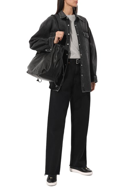 Женские кожаные кеды keaton MICHAEL MICHAEL KORS черного цвета, арт. 43T2KTFS5L | Фото 2 (Материал внутренний: Текстиль; Материал сплава: Проставлено; Драгоценные камни: Проставлено; Подошва: Платформа)