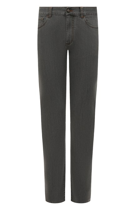 Мужские джинсы CANALI серого цвета, арт. 91700/PD00018 | Фото 1 (Длина (брюки, джинсы): Стандартные; Кросс-КТ: Деним; Силуэт М (брюки): Прямые; Материал внешний: Деним, Хлопок)