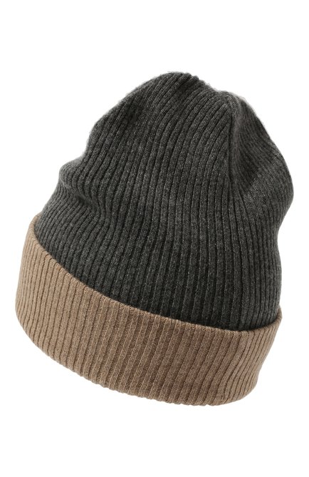 Мужская кашемировая шапка BRUNELLO CUCINELLI темно-серого цвета, арт. M2293600 | Фото 2 (Материал: Кашемир, Шерсть, Текстиль; Кросс-КТ: Трикотаж)