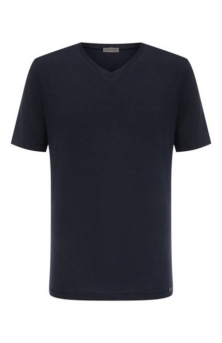 Мужская футболка из вискозы HANRO темно-синего цвета по цене 12590 руб., арт. 075035. | Фото 1