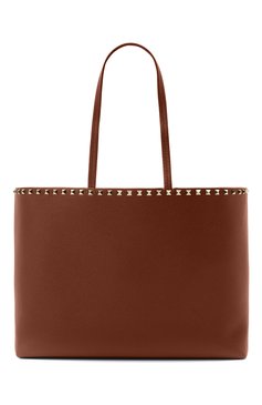 Женский сумка-шопер rockstud VALENTINO коричневого цвета, арт. VW2B0B70/VSF | Фото 1 (Сумки-технические: Сумки-шопперы; Материал: Натуральная кожа; Размер: large)