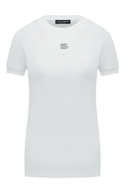 Женская хлопковая футболка DOLCE & GABBANA белого цвета, арт. F8N08Z/G7B3U | Фото 1 (Длина (для топов): Стандартные; Рукава: Короткие; Материал внешний: Хлопок; Стили: Спорт-шик; Принт: Без принта; Женское Кросс-КТ: Футболка-одежда)