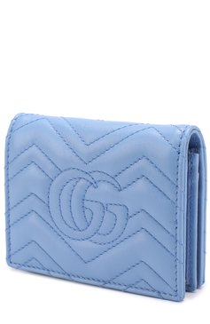 Женский кожаный футляр для кредитных карт с логотипом бренда GUCCI голубого цвета, арт. 443125/DRW1T | Фото 2 (Материал: Натуральная кожа; Статус проверки: Проверена категория)