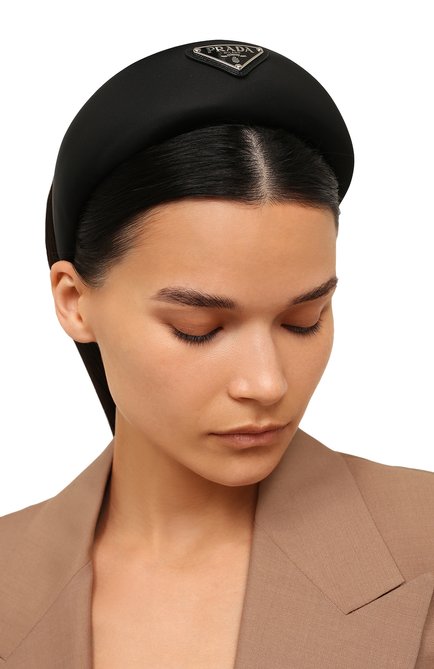 Женский ободок для волос PRADA черного цвета, арт. 1IH016-2DMI-F0002 | Фото 2 (Материал: Текстиль, Синтетический материал)