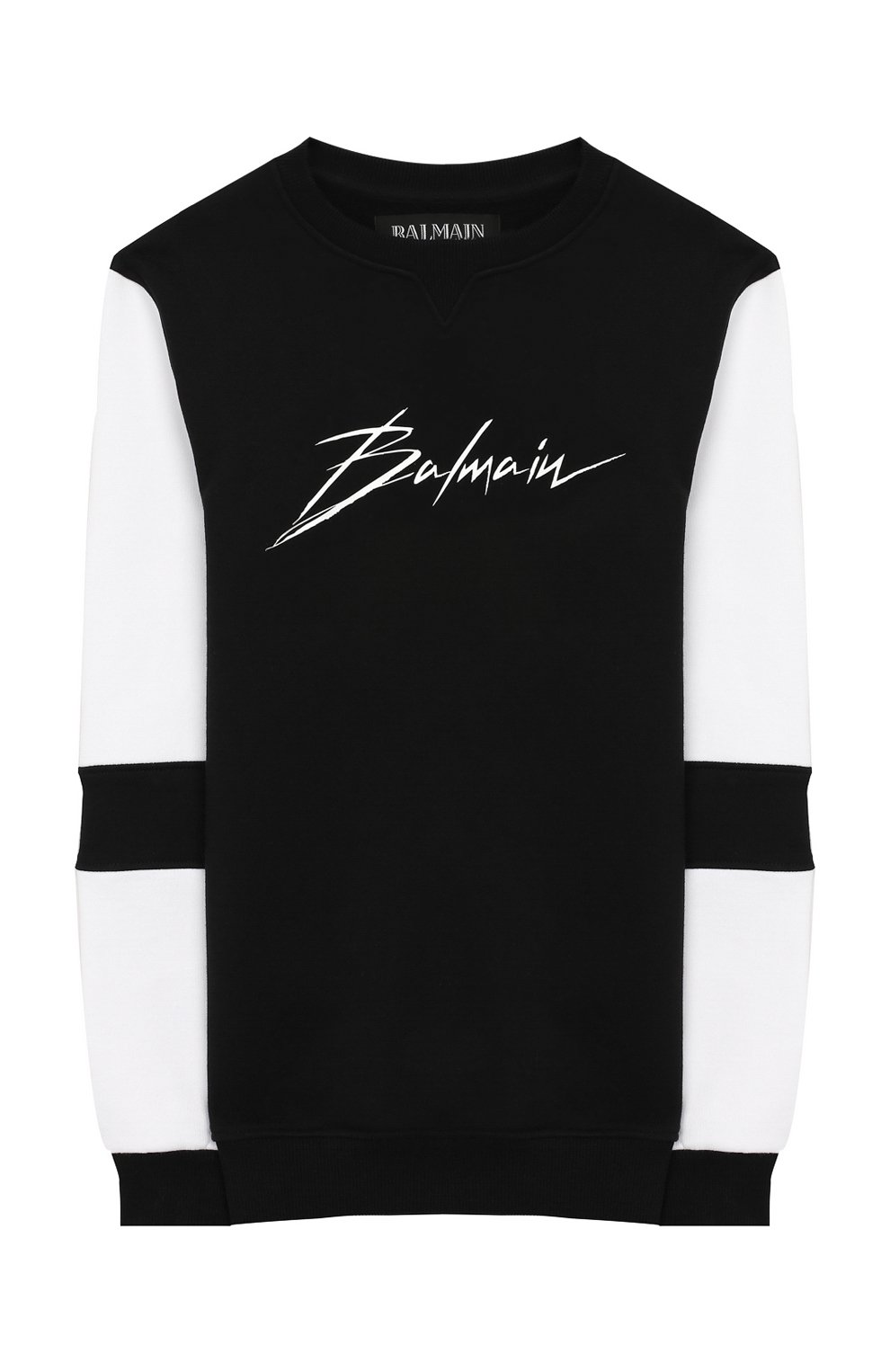 Детский хлопковый свитшот BALMAIN черно-белого цвета, арт. 6K4550/KX290/12-16 | Фото 1 (Рукава: Длинные; Мальчики Кросс-КТ: Толстовка-одежда, Свитшот-одежда; Материал внешний: Хлопок; Статус проверки: Проверено, Проверена категория)
