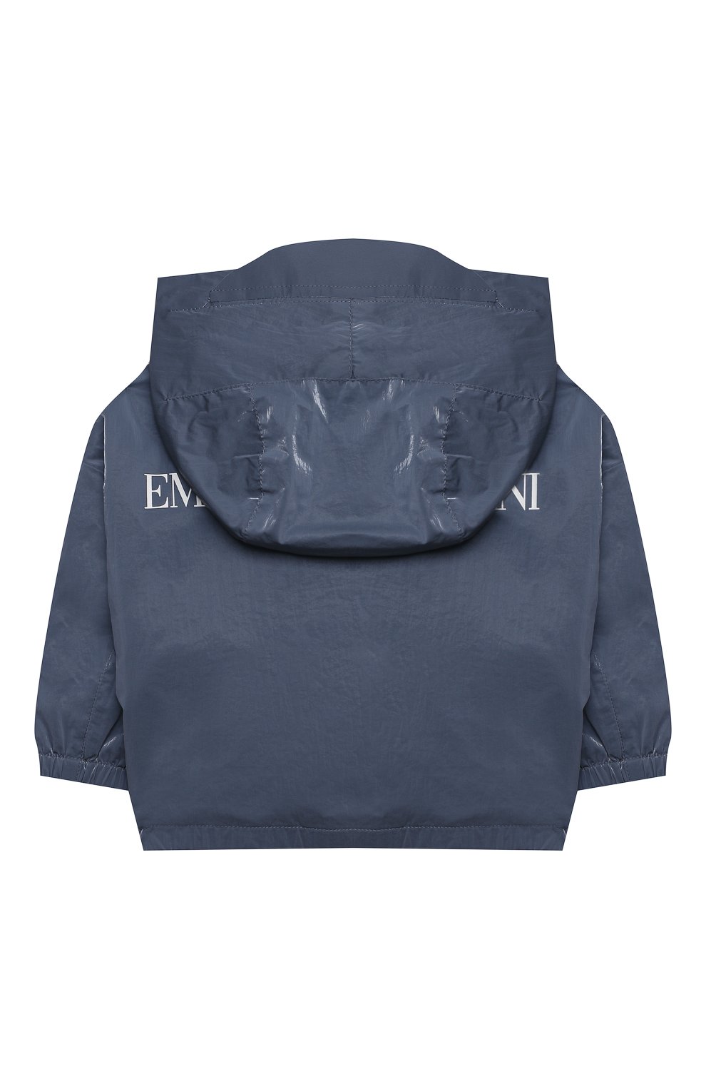 Детского ветровка с капюшоном EMPORIO ARMANI серого цвета, арт. 3KHBT3/1NZUZ | Фото 2 (Рукава: Длинные; Материал внешний: Синтетический материал; Региональные ограничения белый список (Axapta Mercury): RU; Кросс-КТ НВ: Ветровка; Материал подклада: Хлопок; Ростовка одежда: 9 мес | 74 см, 12 мес | 80 см, 24 мес | 92 см, 36 мес | 98 см)