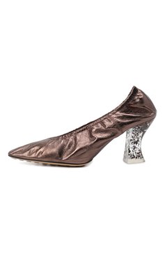 Женские кожаные туфли almond BOTTEGA VENETA коричневого цвета, арт. 651356/V1AI0 | Фото 4 (Каблук высота: Высокий; Материал внутренний: Натуральная кожа; Каблук тип: Устойчивый; Подошва: Плоская)