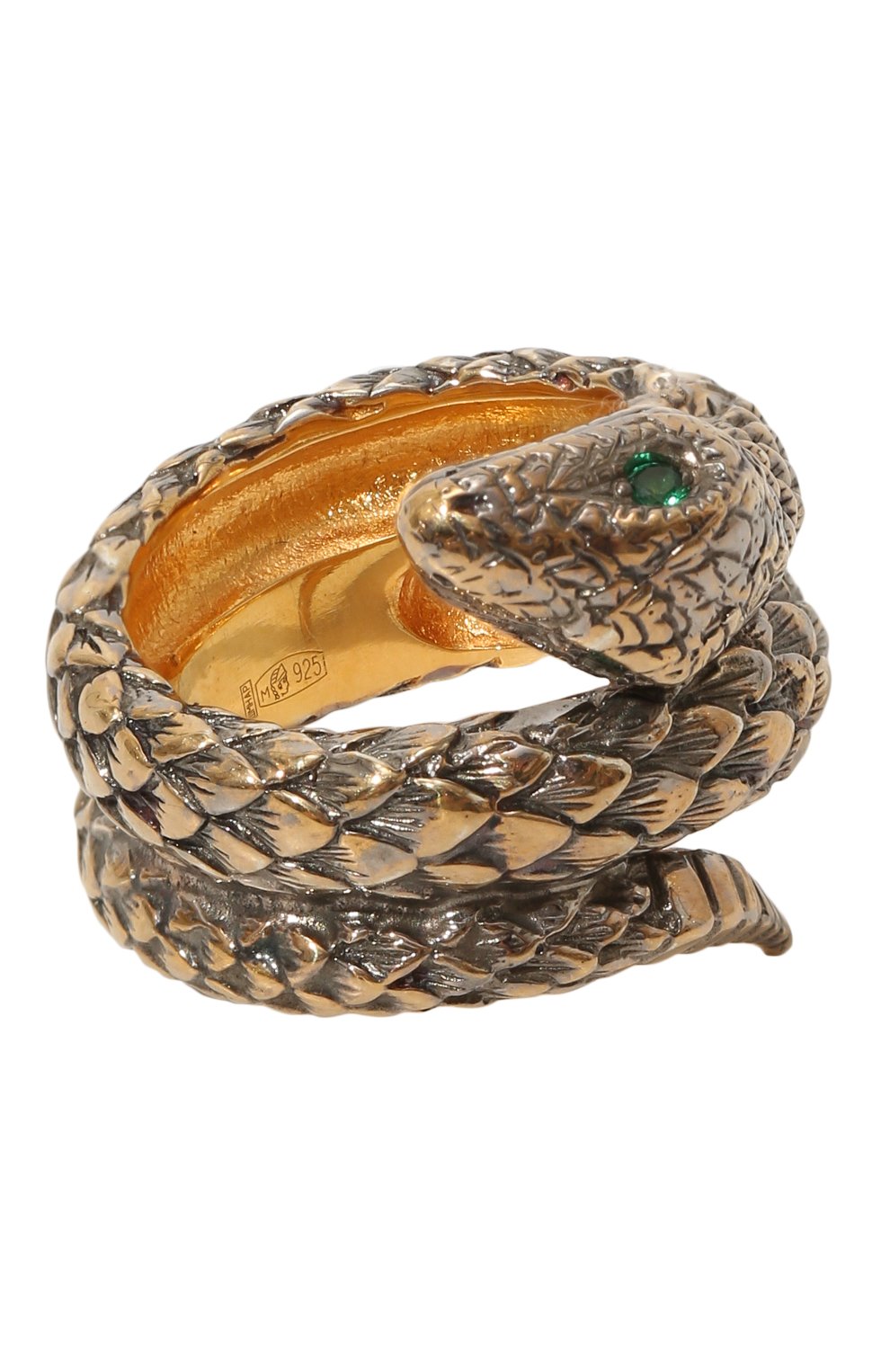 Женское кольцо two rounds snake QUEENSBEE золотого цвета, арт. 102007 | Фото 1 (Материал: Серебро)