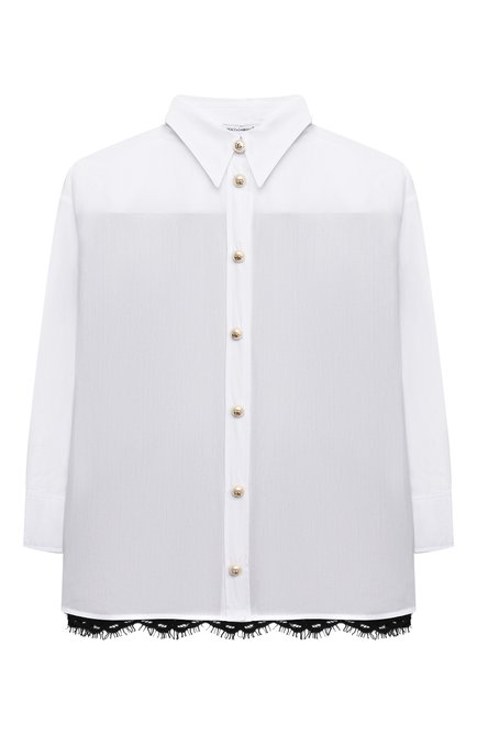 Детское хлопковая блузка DOLCE & GABBANA белого цвета по цене 59950 руб., арт. L55S28/FU5NK/2-6 | Фото 1