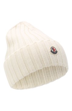 Женская шерстяная шапка MONCLER белого цвета, арт. F2-093-9Z708-00-A9327 | Фото 1 (Материал: Текстиль, Шерсть)