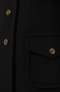 Женское шерстяное пальто GUCCI черного цвета, арт. 626300 ZHW03 | Фото 5 (Стили: Ретро; Рукава: Длинные; Длина (верхняя одежда): До середины бедра; 1-2-бортные: Однобортные)