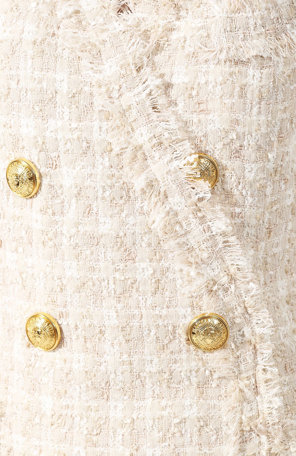 Sophia Gold Button White Tweed Blazer