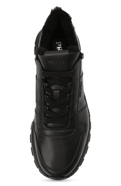 Мужские кожаные кроссовки prax 01 PRADA черного цвета, арт. 4E3579-3LEN-F0002-A000 | Фото 4 (Материал утеплителя: Натуральный мех; Стили: Классический)