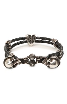 Мужской браслет двойная петля веселого роджера GL JEWELRY серебряного цвета, арт. M4401016-S97-01 | Фото 2 (Материал: Натуральная кожа; Региональные ограничения белый список (Axapta Mercury): RU)