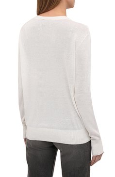 Женский пуловер из шелка и льна MAX&MOI белого цвета, арт. E21PEACE | Фото 4 (Материал внешний: Шелк, Лен; Рукава: Длинные; Длина (для топов): Стандартные; Региональные ограничения белый список (Axapta Mercury): RU; Материал сплава: Проставлено; Женское Кросс-КТ: Пуловер-одежда; Драгоценные камни: Проставлено; Стили: Кэжуэл)