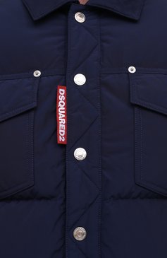 Мужская пуховая куртка DSQUARED2 темно-синего цвета, арт. S74AM1097/S53141 | Фото 5 (Кросс-КТ: Куртка, Пуховик; Мужское Кросс-КТ: пуховик-короткий, Пуховик-верхняя одежда, Верхняя одежда; Рукава: Длинные; Материал внешний: Синтетический материал; Материал подклада: Синтетический материал; Длина (верхняя одежда): Короткие; Материал утеплителя: Пух и перо; Стили: Кэжуэл)