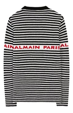 Детский шерстяной пуловер BALMAIN черного цвета, арт. 6L9520/LA910/4-10 | Фото 2 (Материал внешний: Шерсть; Рукава: Длинные; Мальчики Кросс-КТ: Пуловер-одежда; Статус проверки: Проверена категория; Ростовка одежда: 10 - 11 лет | 140 - 146см, 6 лет | 116 см, 8 лет | 128 см)