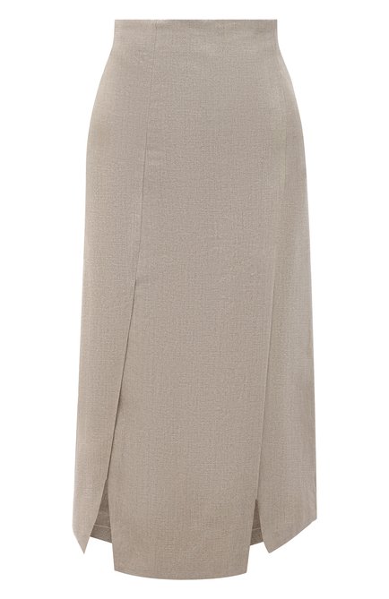 Женская льняная юбка BRUNELLO CUCINELLI бежевого цвета, арт. MH169G3080 | Фото 1 (Длина Ж (юбки, платья, шорты): Миди; Материал подклада: Синтетический материал; Материал внешний: Лен; Женское Кросс-КТ: Юбка-одежда; Стили: Кэжуэл; Региональные ограничения белый список (Axapta Mercury): RU)