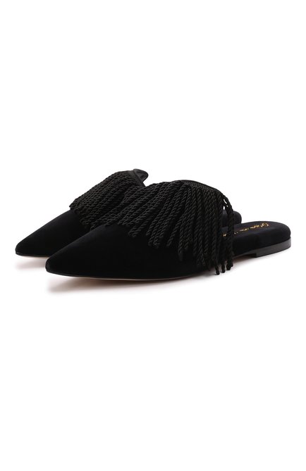 Женского домашние туфли OLIVIA VON HALLE черного цвета, арт. SL0001 | Фото 1 (Материал внешний: Текстиль; Материал внутренний: Текстиль, Натуральная кожа; Подошва: Платформа; Каблук высота: Низкий)