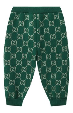 Детские шерстяные джоггеры GUCCI зеленого цвета, арт. 615413/XKBD7 | Фото 2 (Материал внешний: Шерсть; Кросс-КТ НВ: Джоггеры; Региональные ограничения белый список (Axapta Mercury): RU; Ростовка одежда: 12 мес | 80 см, 18 мес | 86 см, 24 мес | 92 см, 36 мес | 98 см, 3 мес | 62 см, 9 мес | 74 см)