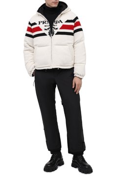 Мужская куртка из шерсти и кашемира PRADA белого цвета, арт. SGC017-10PA-F0009-212 | Фото 2 (Кросс-КТ: Куртка, другое; Мужское Кросс-КТ: шерсть и кашемир, утепленные куртки; Материал внешний: Шерсть, Кашемир; Стили: Спорт-шик; Длина (верхняя одежда): Короткие)