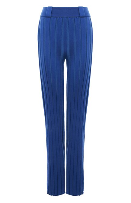 Женские брюки из шерсти и вискозы AND THE BRAND синего цвета, арт. W23-P010-1202-444 | Фото 1 (Драгоценные камни: Проставлено; Длина (брюки, джинсы): Стандартные; Материал внешний: Шерсть; Материал сплава: Проставлено)