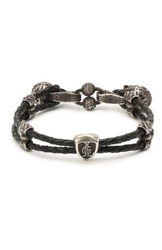 Мужской браслет двойная петля веселого роджера GL JEWELRY серебряного цвета, арт. M4401016-S97-01 | Фото 1 (Материал: Натуральная кожа; Региональные ограничения белый список (Axapta Mercury): RU)