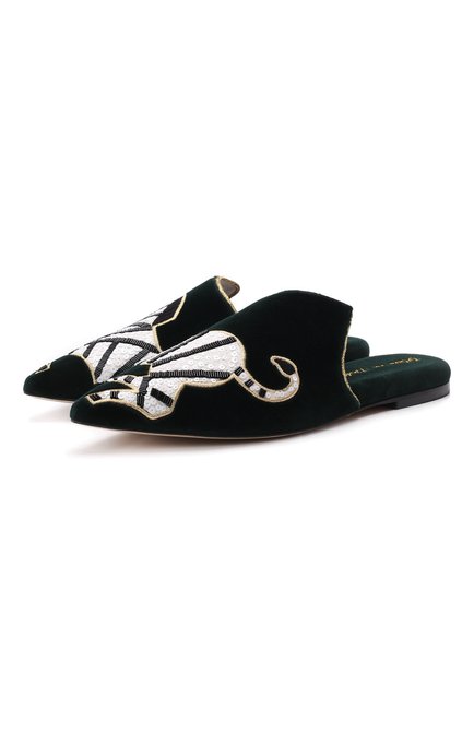 Женского домашние туфли OLIVIA VON HALLE черно-белого цвета по цене 119500 руб., арт. SL0003 | Фото 1