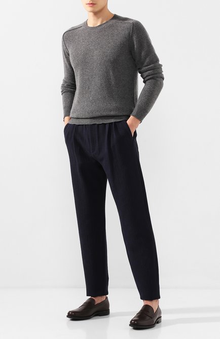 Мужские брюки GIORGIO ARMANI темно-синего цвета, арт. 9SGPP05M/T010H | Фото 2 (Материал внешний: Лиоцелл, Синтетический материал, Растительное волокно; Статус проверки: Проверена категория; Случай: Повседневный; Длина (брюки, джинсы): Стандартные)