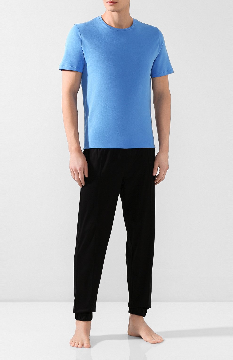 Мужская хлопковая футболка BLUEMINT голубого цвета, арт. EDWARD | Фото 2 (Кросс-КТ: домашняя одежда; Рукава: Короткие; Длина (для топов): Стандартные; Материал внешний: Хлопок; Мужское Кросс-КТ: Футболка-белье)
