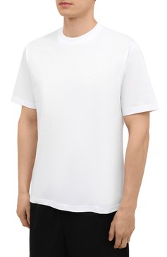 Мужская хлопковая футболка BURBERRY белого цвета, арт. 8041699 | Фото 3 (Принт: Без принта; Рукава: Короткие; Длина (для топов): Стандартные; Материал внешний: Хлопок; Стили: Кэжуэл)