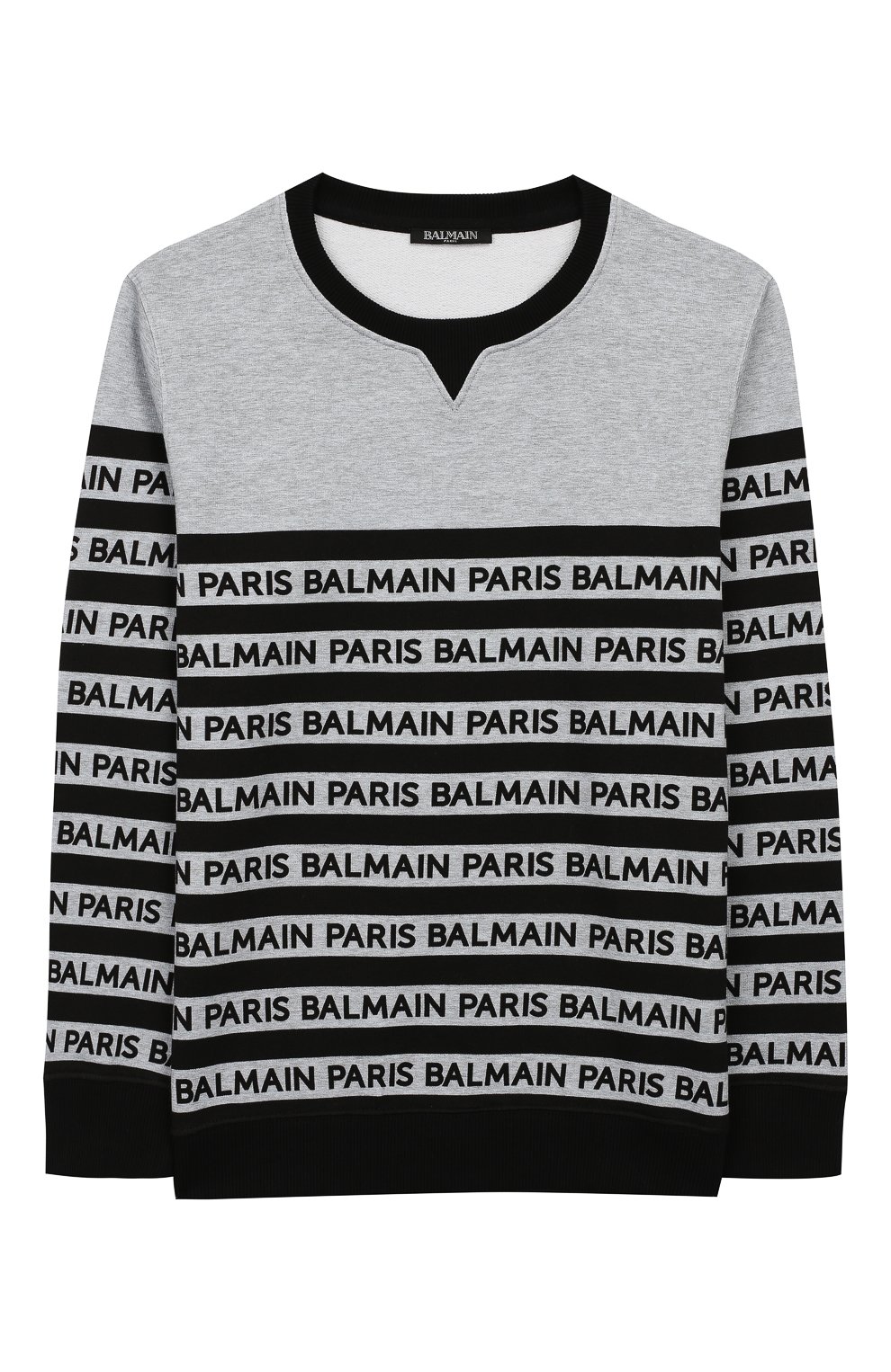 Детский хлопковый свитшот BALMAIN серого цвета, арт. 6L4640/LX230/4-10 | Фото 1 (Рукава: Длинные; Мальчики Кросс-КТ: Толстовка-одежда, Свитшот-одежда; Материал внешний: Хлопок; Статус проверки: Проверена категория)