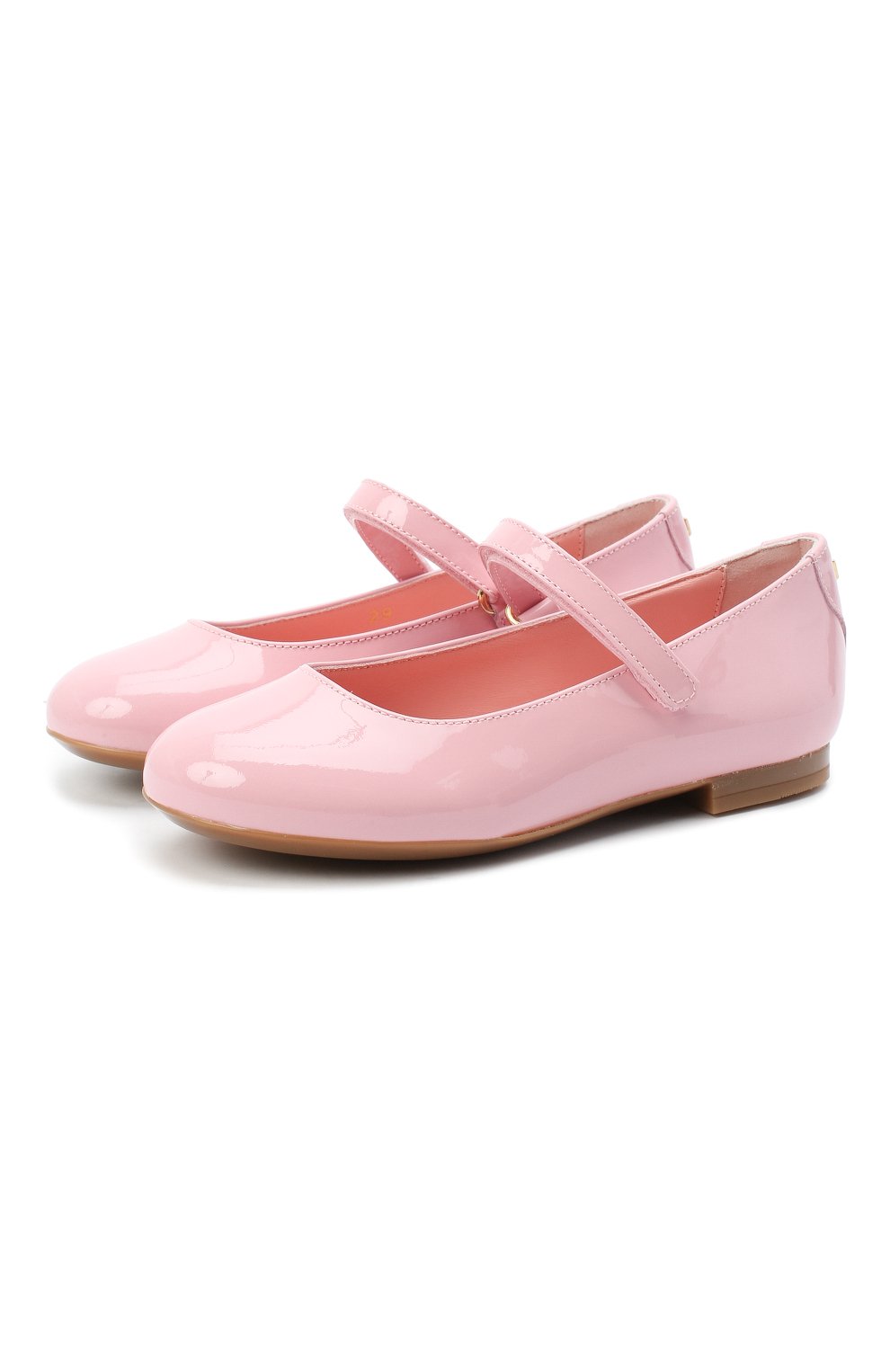 Детские балетки из лаковой кожи DOLCE & GABBANA светло-розового цвета, арт. D10699/A1328/37-39 | Фото 1 (Материал внутренний: Натуральная кожа; Региональные ограничения белый список (Axapta Mercury): RU; Девочки-школьная форма: Классическая обувь; Длина стельки: 23,4, 24,1)