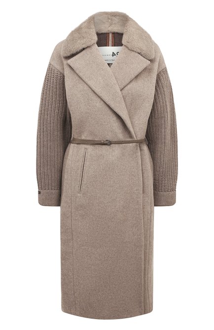 Женское пальто MANZONI24 светло-бежевого цвета по цене 255000 руб., арт. 23M523-DB4X_SET | Фото 1