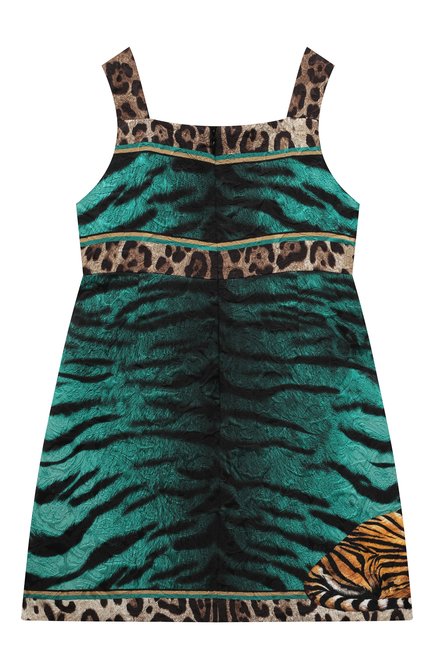 Детское платье из вискозы DOLCE & GABBANA зеленого цвета, арт. L5SDK9/G7C2B/8-14 | Фото 2 (Рукава: Короткие; Материал внешний: Вискоза, Хлопок; Материал подклада: Вискоза; Ростовка одежда: 10 - 11 лет | 140 - 146см, 12 лет | 152 см, 8 лет | 128 см)