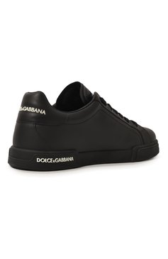 Мужские кожаные кеды portofino DOLCE & GABBANA черного цвета, арт. CS1774/AA335 | Фото 5 (Материал внутренний: Натуральная кожа; Стили: Классический; Материал утеплителя: Без утеплителя; Подошва: Плоская; Длина стельки: 24,5, 24,7, 25,3, 25,5, 26,1, 26,3, 26,9, 27,1, 27,7, 27,9, 28,5, 28,7, 29,3, 30,1, 30,9; ширина носка стельки: 8,8, 8,9, 9, 9,2, 9,3, 9,5; толщина подошвы: 3)