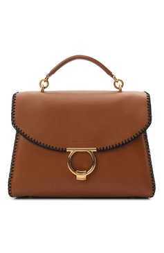 Женская сумка margot SALVATORE FERRAGAMO коричневого цвета, арт. Z-0741258 | Фото 1 (Сумки-технические: Сумки через плечо, Сумки top-handle; Размер: medium; Материал: Натуральная кожа; Региональные ограничения белый список (Axapta Mercury): RU)